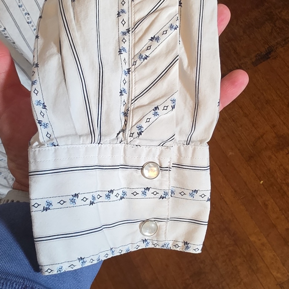 Bullhead Western Style Men's White Blue Striped Button-Up Shirt XXL - Picture 8 of 10